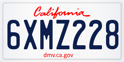 CA license plate 6XMZ228