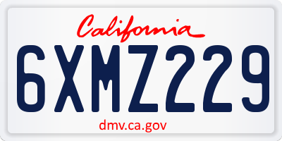 CA license plate 6XMZ229