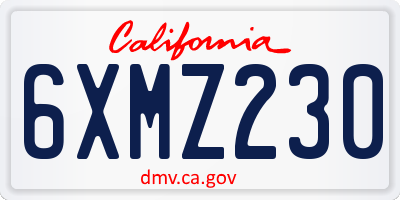 CA license plate 6XMZ230