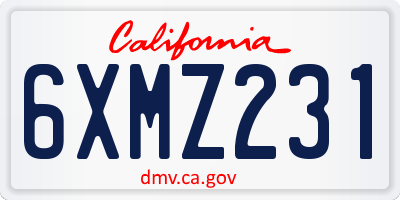 CA license plate 6XMZ231