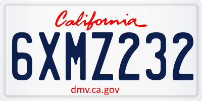 CA license plate 6XMZ232
