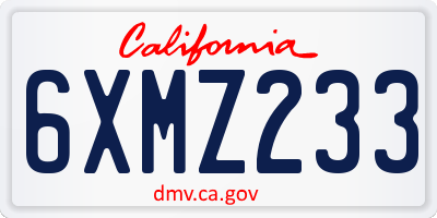 CA license plate 6XMZ233