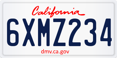 CA license plate 6XMZ234