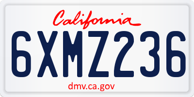 CA license plate 6XMZ236