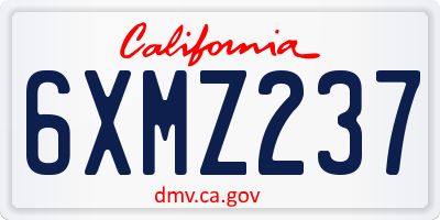 CA license plate 6XMZ237