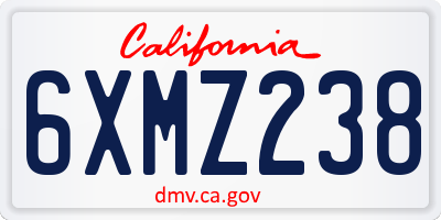 CA license plate 6XMZ238