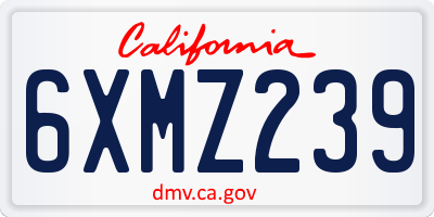 CA license plate 6XMZ239