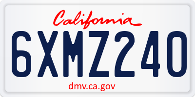 CA license plate 6XMZ240