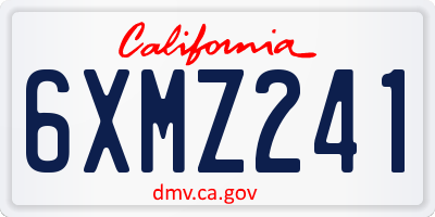 CA license plate 6XMZ241