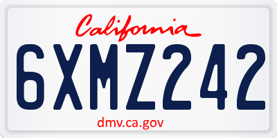 CA license plate 6XMZ242