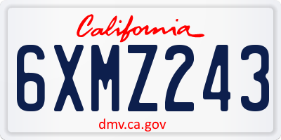 CA license plate 6XMZ243