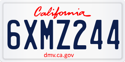 CA license plate 6XMZ244