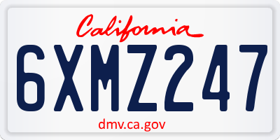 CA license plate 6XMZ247