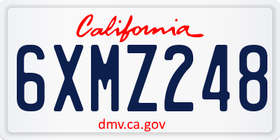 CA license plate 6XMZ248