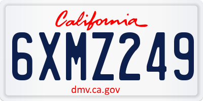 CA license plate 6XMZ249