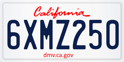 CA license plate 6XMZ250