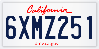 CA license plate 6XMZ251