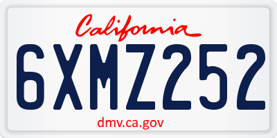 CA license plate 6XMZ252
