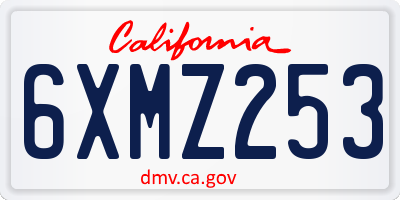 CA license plate 6XMZ253