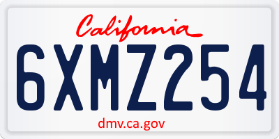 CA license plate 6XMZ254