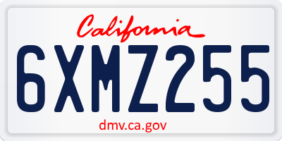 CA license plate 6XMZ255