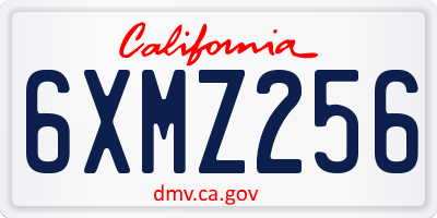 CA license plate 6XMZ256