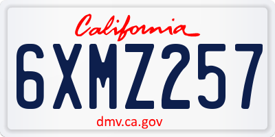 CA license plate 6XMZ257