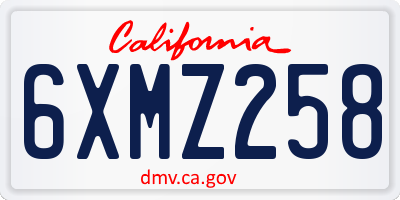 CA license plate 6XMZ258