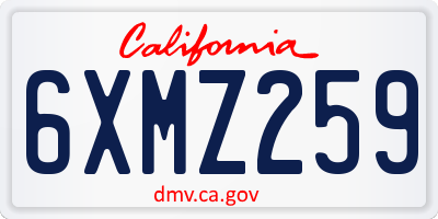 CA license plate 6XMZ259