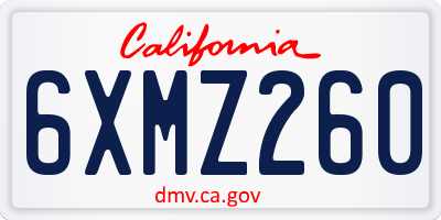 CA license plate 6XMZ260