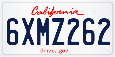 CA license plate 6XMZ262