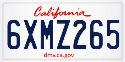 CA license plate 6XMZ265