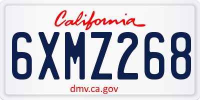 CA license plate 6XMZ268