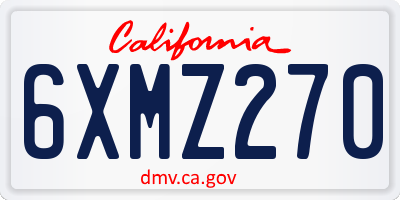 CA license plate 6XMZ270
