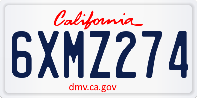 CA license plate 6XMZ274