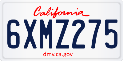 CA license plate 6XMZ275