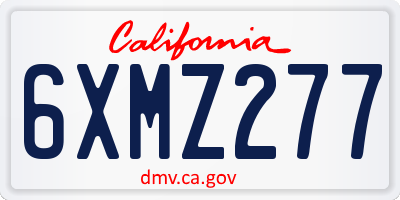 CA license plate 6XMZ277