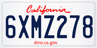CA license plate 6XMZ278