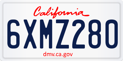CA license plate 6XMZ280