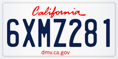 CA license plate 6XMZ281