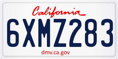 CA license plate 6XMZ283