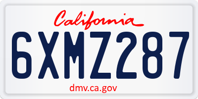CA license plate 6XMZ287