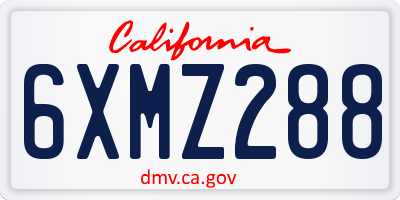CA license plate 6XMZ288