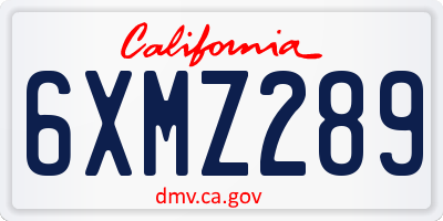 CA license plate 6XMZ289