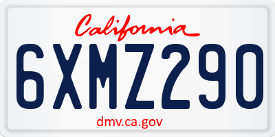 CA license plate 6XMZ290