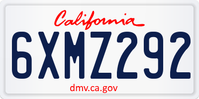 CA license plate 6XMZ292