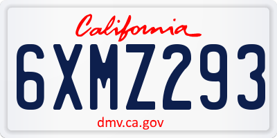 CA license plate 6XMZ293