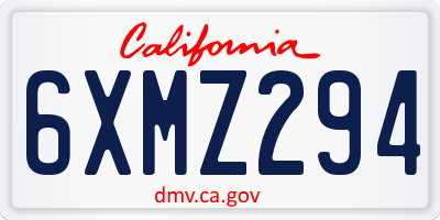 CA license plate 6XMZ294