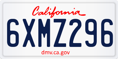 CA license plate 6XMZ296