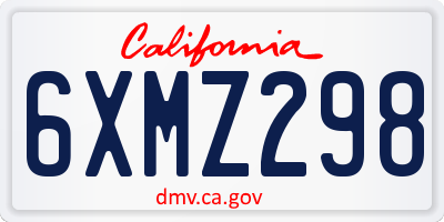 CA license plate 6XMZ298